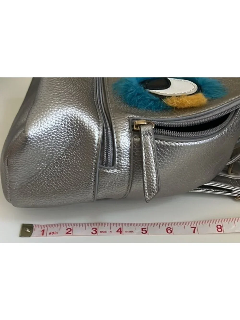Olivia Miller Furface Silver Retro Inspired Monster Theme Mini Backpack